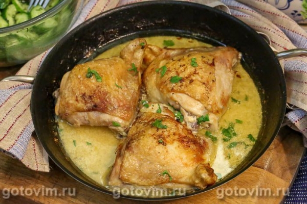 Куриные бедра с горчицей и сливками Куриные бедра с горчицей и сливками