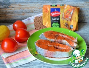 Сёмга с хлебцами-гриль и томатным гарниром Сёмга с хлебцами-гриль и томатным гарниром